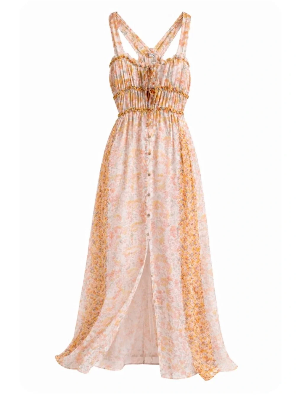 NWT Free People Dance With Me Floral Maxi Dress Smocked Boho Cottagecore S